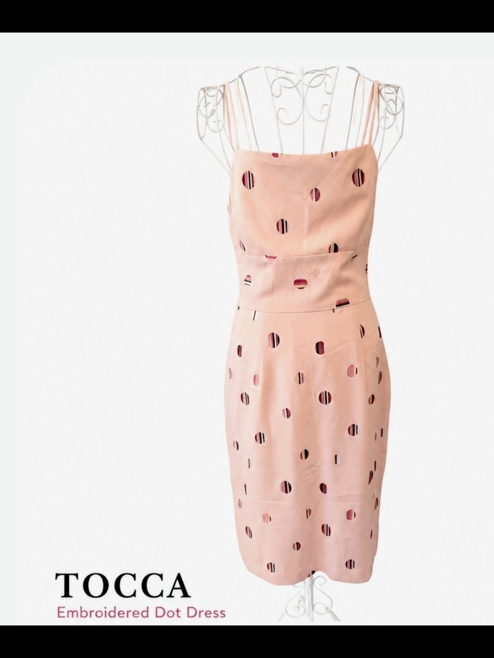 TOCCA Pink Embroidered Dot Sheath Dress